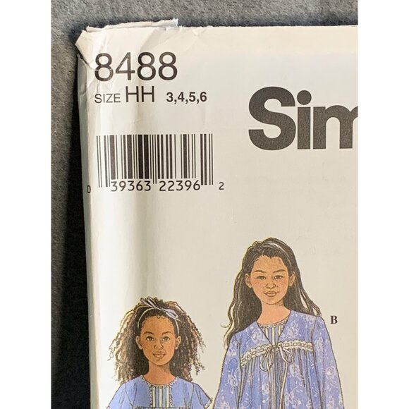 Simplicity Girls Sleepwear Sewing Pattern Sz 3-6 8488 - Uncut - Picture 2 of 4